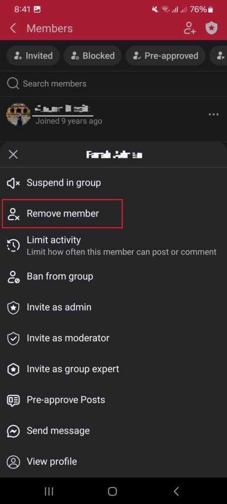 how to delete a Facebook group on android