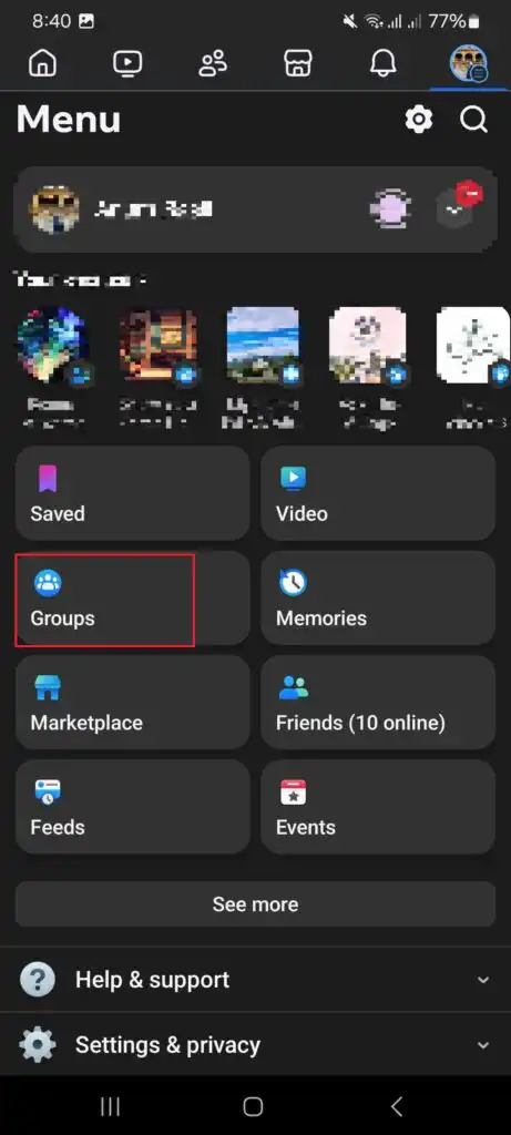 deleting Facebook group on mobile